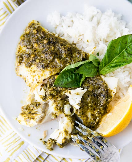 Oven Baked Cod with Pesto