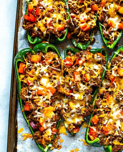 Stuffed Poblano Peppers {Low-Carb}
