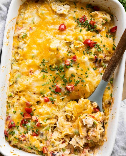 Cheesy Chicken Spaghetti Squash Casserole
