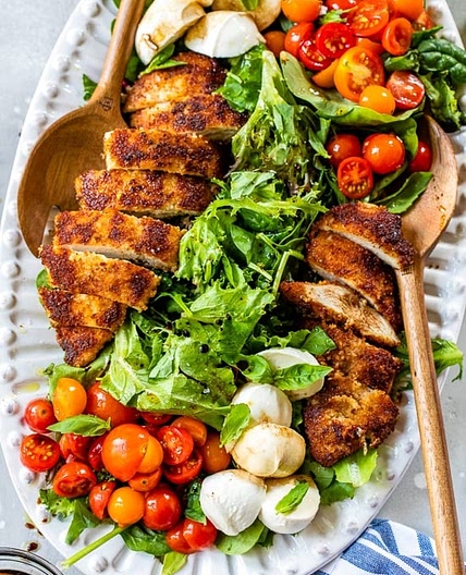 Chicken Cutlet Caprese Salad