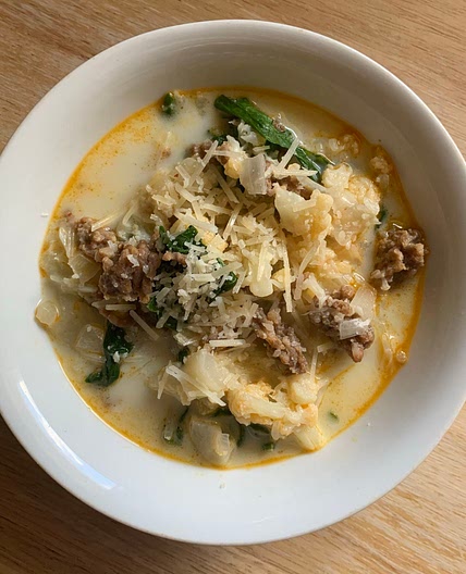 Sausage, Kale, and Cauliflower Soup
