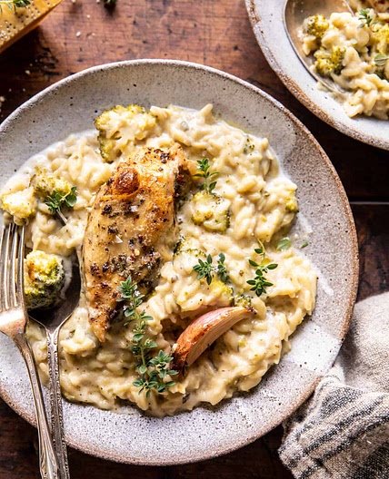 Slow Cooker Mustard Herb Chicken and Creamy Orzo