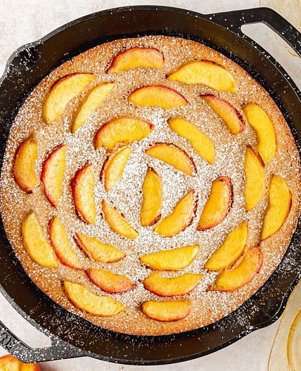Brown Butter Peach Cast Iron Skillet Cake