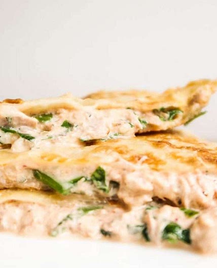 10-Minute Tuna Melt Quesadilla With Sriracha Sauce