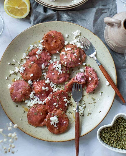 Beet Ravioli with Goat Cheese Filling and Lemon Butter Sauce