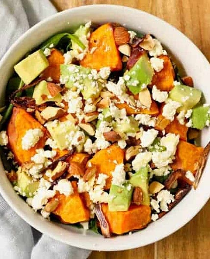 Roasted Sweet Potato, Avocado and Feta Salad