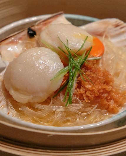 Steamed Scallops with Glass Noodles and Fried Garlic Recipe