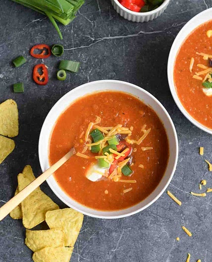Low FODMAP vegetarian tortilla soup