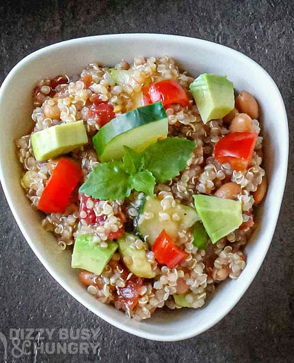 Quinoa Cucumber Tomato Salad With Avocado
