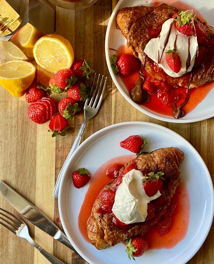 Strawberries & Cream Croissant French Toast