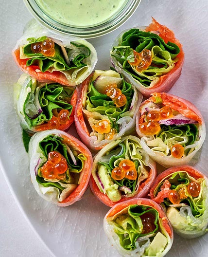 Smoked Salmon Salad Rolls