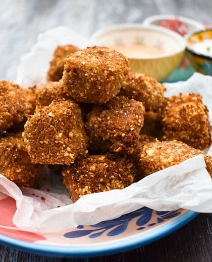 Baked Harissa Popcorn Tofu