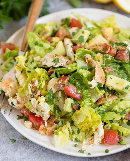 Chicken Bacon Avocado Chopped Salad with Lemon Vinaigrette