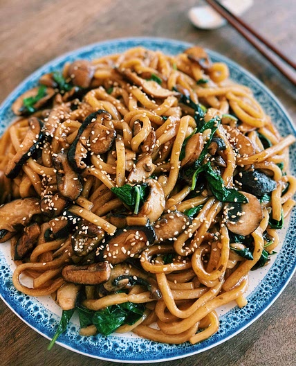 Mushroom and Basil Udon