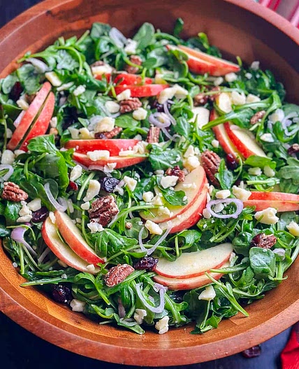 Arugula Apple Salad with Cheddar and Pecans