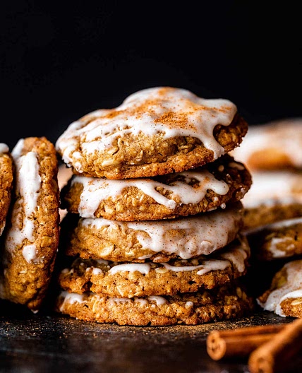 Iced Gingerbread Oatmeal Cookies