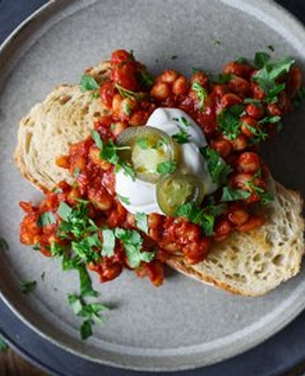 Saucy Beans on Garlic Toast