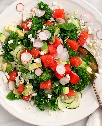 Watermelon Feta Salad with Avocado & Kale
