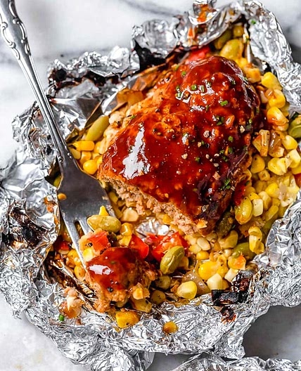 Campfire Dinner Meatloaf Foil Packets