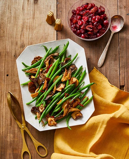 Mushroom and Chile-Garlic Green Beans