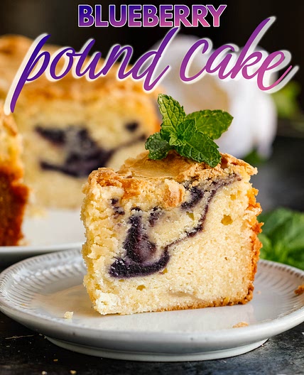 Blueberry Swirled Pound Cake with Lemon Glaze