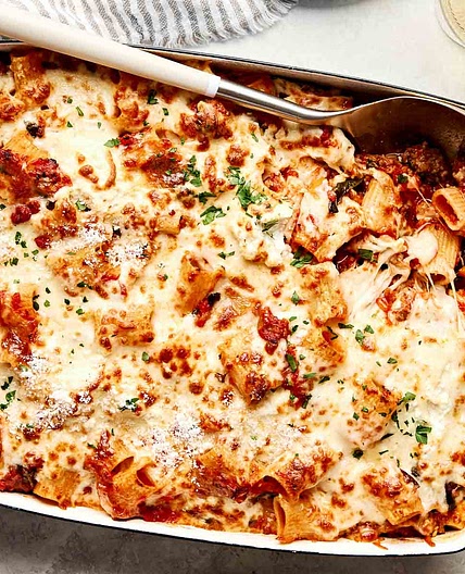 Cheesy Baked Rigatoni with Sausage & Ricotta