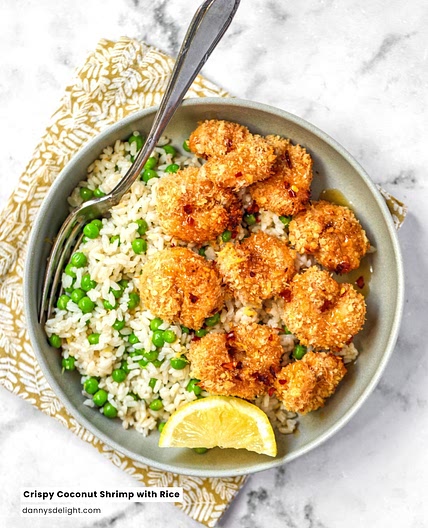 Crispy Coconut Shrimp with Rice