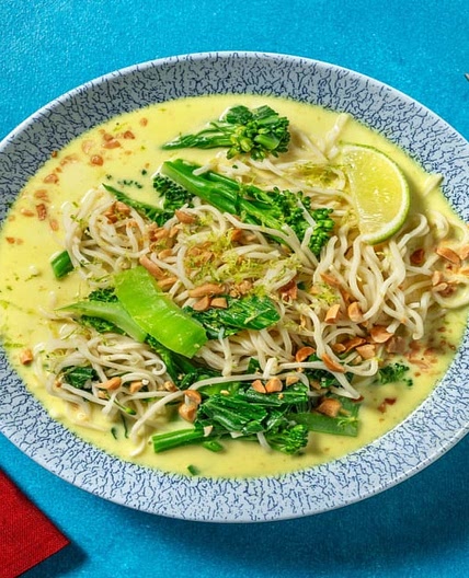 Yellow Thai Style Veggie Noodle Soup with Pak Choi and Tenderstem®