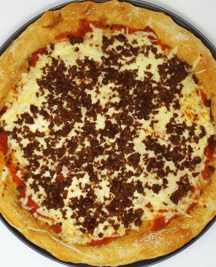 Pretzel Crust Pizza with Chorizo Sausage