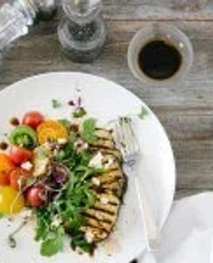Eggplant Salad with Heirloom Tomatoes and Arugula