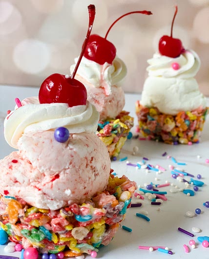 Fruity Pebbles Cereal Cups for Fruity Pebbles Ice Cream Sundaes