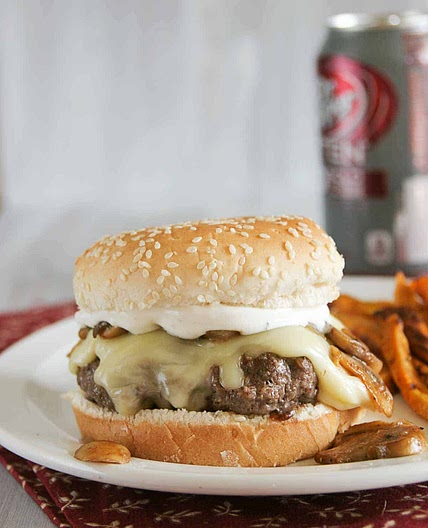 Worcestershire Burgers with Gouda, Mushrooms and Ranch Dressing
