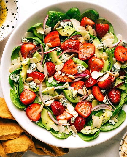 Strawberry Avocado Spinach Salad with Poppyseed Dressing