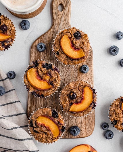 Almond Butter Peach Blueberry Oatmeal Cups