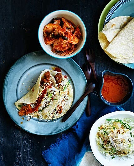 Bulgogi pork tacos with nashi slaw