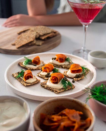 Cream Cheese Carrot Lox Canapés