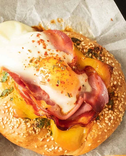 Egg in A Hole Bagel Sandwich
