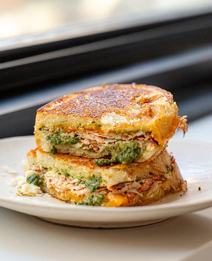 Turkey & Pesto Grilled Cheese Sandwich