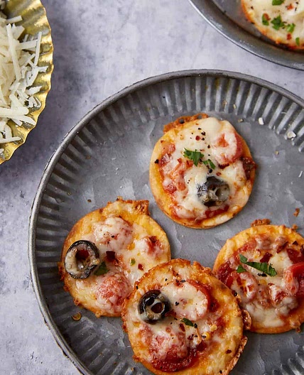 Baked MIni Tortilla Pizzas in a Muffin Tin