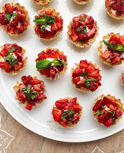 Goat Cheese Phyllo Cups with Balsamic Strawberries Recipe