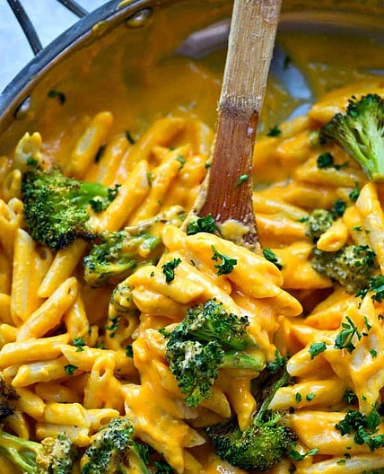 Butternut Squash Roasted Broccoli Alfredo Penne Skillet
