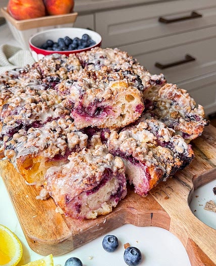 Wild Blueberry Cheesecake Danish Sourdough Focaccia