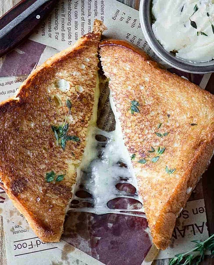Brioche Grilled Cheese with Dijon Butter