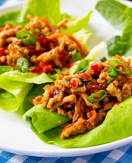 Spicy Thai Basil Chicken Lettuce Wraps