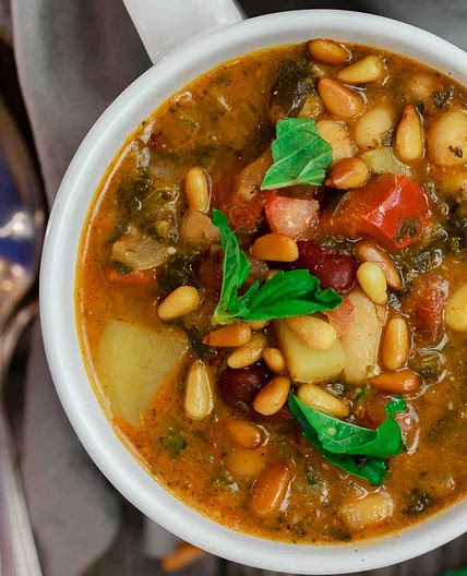 Mediterranean Bean Soup Recipe with Tomato Pesto