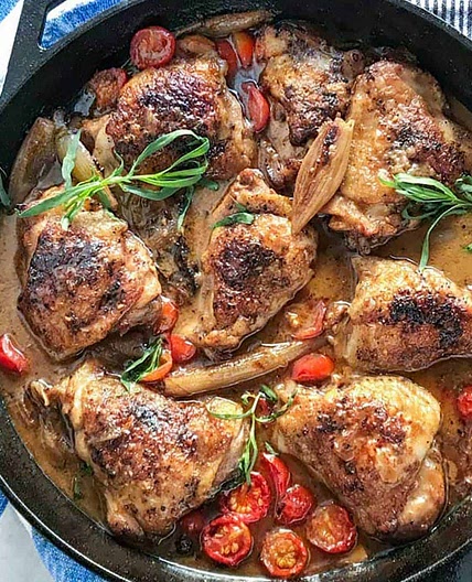 Braised Chicken with Shallots and Mustard Wine Sauce
