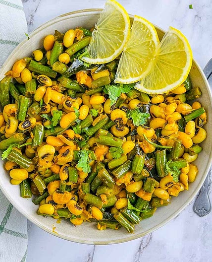 Green Beans and Black Eyed Peas Stir Fry