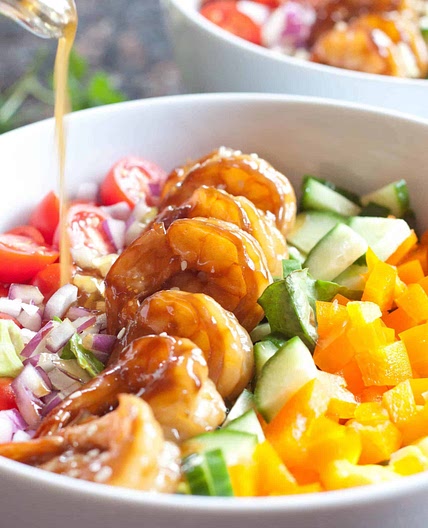 Teriyaki Shrimp Salad with Sesame Ginger Vinaigrette