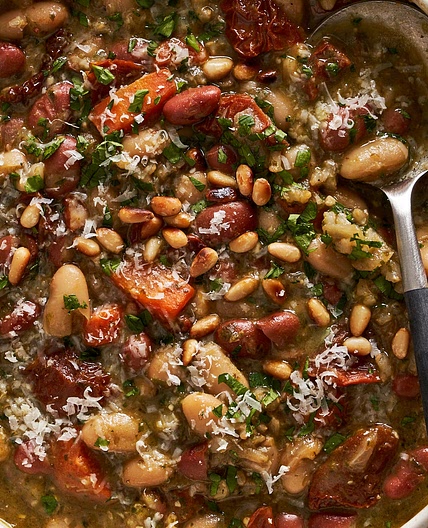 Pesto Rice & Bean Soup