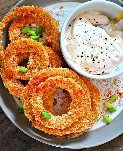 Vegan Buffalo Onion Rings